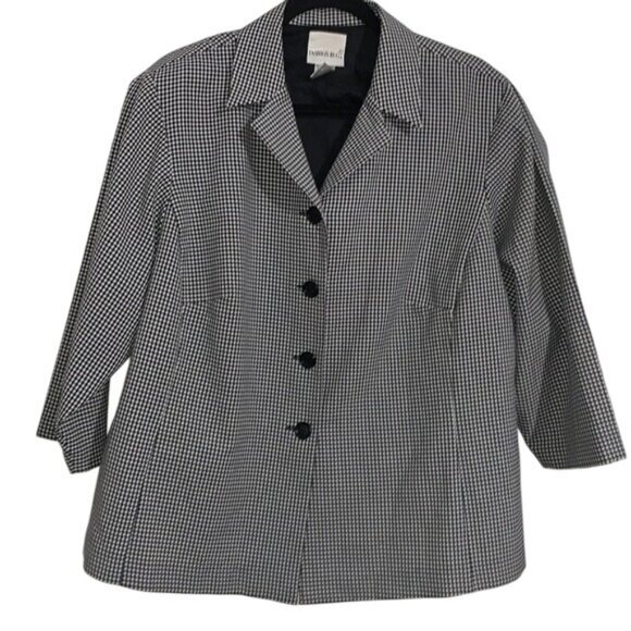 Fashion Bug Womens Black & White Houndstooth Jacket Size 18/20W Polyester - Picture 1 of 9
